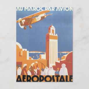 Vintage Morocco Aeropostale Mosque ポストカード