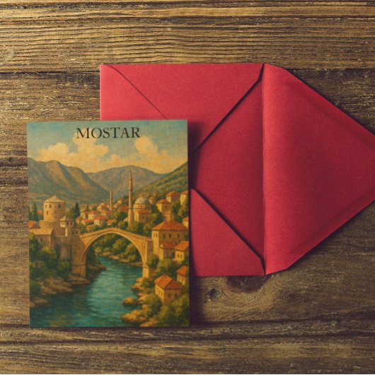 Vintage Mostar Bridge Bosnia Travel ポストカード