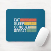 Vintage Motivational Funny Retro - Eat Sleep Conqu マウスパッド (マウス)