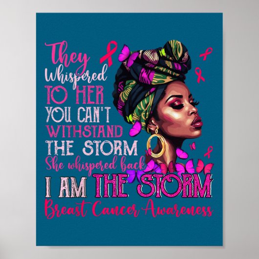 Vintage Motivational Suprt Breast Cancer Awareness ポスター (正面)