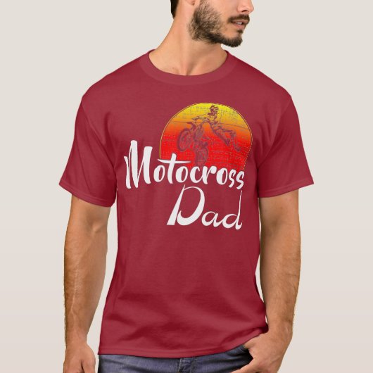 Vintage Motocross Dad Retro Sunset Funny Dirt Tシャツ (正面)