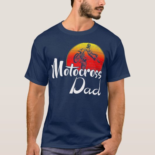 Vintage Motocross Dad Retro Sunset Funny Dirt Tシャツ (正面)