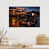 Vintage Motorcycle & American Diner ポスター (キッチン)