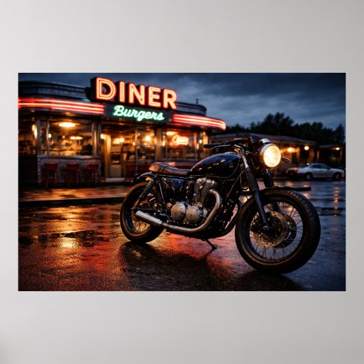Vintage Motorcycle & American Diner ポスター (正面)