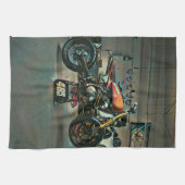 vintage motorcycle artwork キッチンタオル (横)