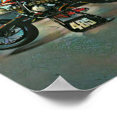 vintage motorcycle artwork ポスター (角)