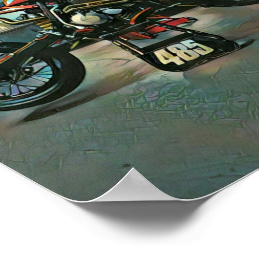 vintage motorcycle artwork ポスター (角)