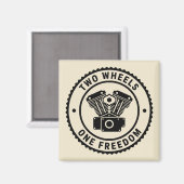 Vintage Motorcycle Engine Freedom Emblem マグネット (正面/裏面)