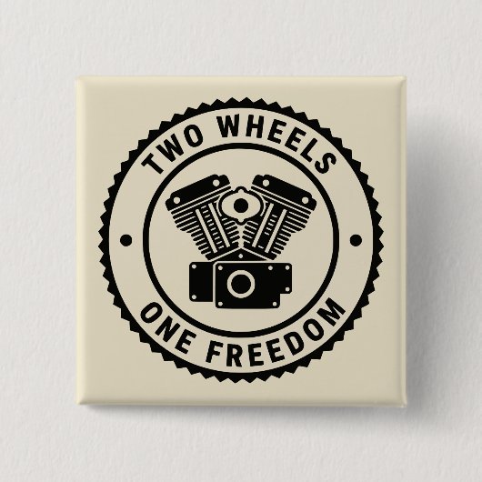Vintage Motorcycle Engine Freedom Emblem 缶バッジ (正面)