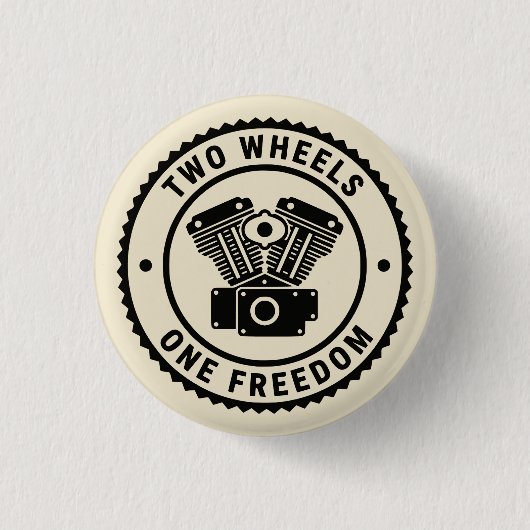 Vintage Motorcycle Engine Freedom Emblem 缶バッジ (正面)