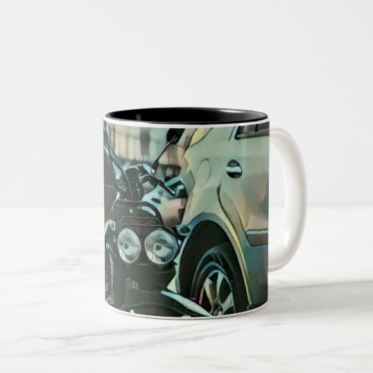 Vintage motorcycle gift ツートーンマグカップ (正面右)