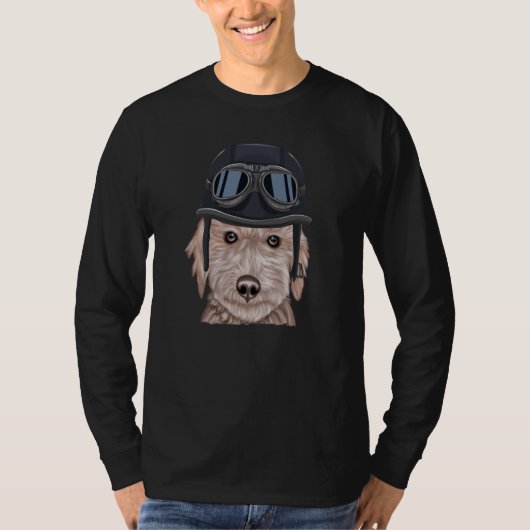 Vintage Motorcycle Helmet Bedlington Terrier Tシャツ (正面)