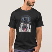 Vintage Motorcycle Helmet Keeshond Tシャツ (正面)