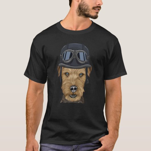 Vintage Motorcycle Helmet Lakeland Terrier Tシャツ (正面)