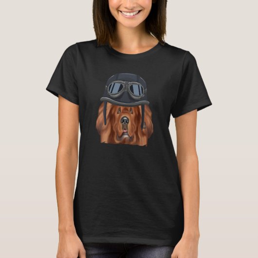 Vintage Motorcycle Helmet Tibetan Mastiff Tシャツ (正面)