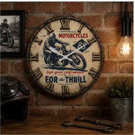 Vintage Motorcycle High Speed Performance ラージ壁時計