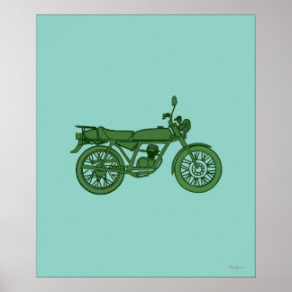 Vintage Motorcycle Poster - Hand Sketched  ポスター