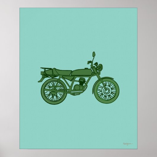 Vintage Motorcycle Poster - Hand Sketched  ポスター (正面)