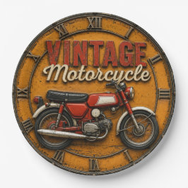 Vintage Motorcycle Retro Classic Bike Garage Decor ペーパープレート