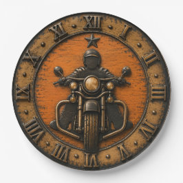 Vintage Motorcycle Rider Rustic Biker Garage Decor ペーパープレート