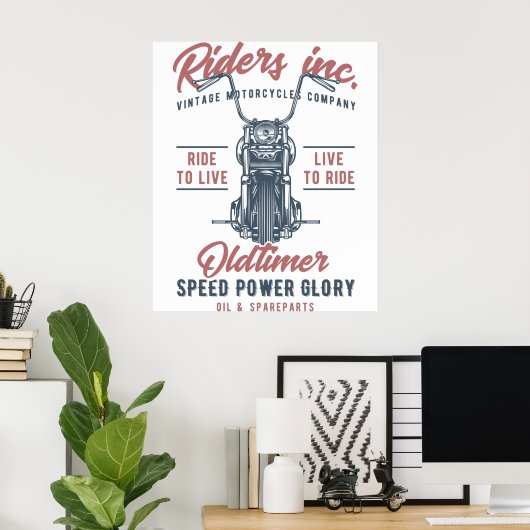 Vintage Motorcycle Riders Inc ポスター (ホームオフィス)