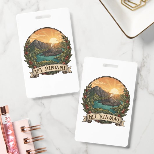 Vintage Mount Rinjani Indonesia Volcano Retro バッジ (オフィス)