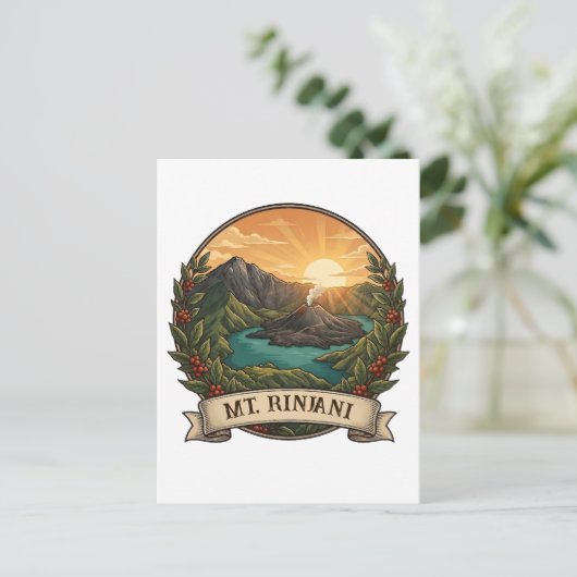 Vintage Mount Rinjani Indonesia Volcano Retro ポストカード (スタンド正面)