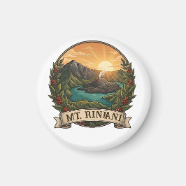 Vintage Mount Rinjani Indonesia Volcano Retro マグネット