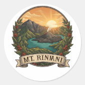 Vintage Mount Rinjani Indonesia Volcano Retro ラウンドシール (正面)