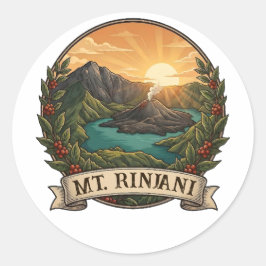 Vintage Mount Rinjani Indonesia Volcano Retro ラウンドシール
