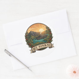 Vintage Mount Rinjani Indonesia Volcano Retro ラウンドシール