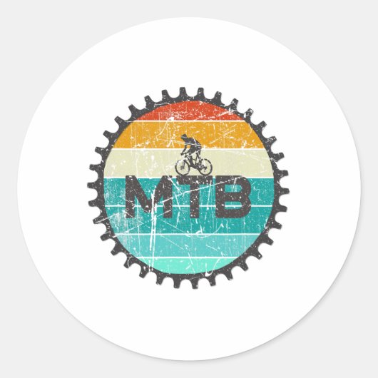 Vintage Mountain Bike - Retro Downhill Mtb Biking  ラウンドシール (正面)