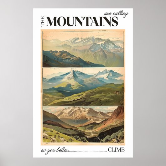 Vintage Mountain Landscape Poster Retro Travel ポスター (正面)