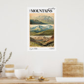 Vintage Mountain Landscape Poster Retro Travel ポスター (キッチン)