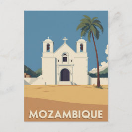 Vintage Mozambique Travel Poster Church Art ポストカード