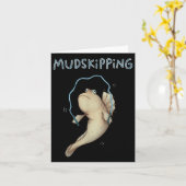 Vintage Mudskipping Fish Mudskipper Retro Fish カード (黄色い花)