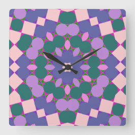 Vintage multicolor pattern スクエア壁時計