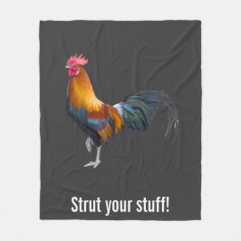 Vintage multicolor rooster  "Strut your stuff" フリースブランケット