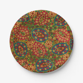 Vintage Multicolored Floral Tapestry ペーパープレート
