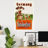 Vintage Munich Germany Octoberfest Travel Poster ポスター (ホームオフィス)