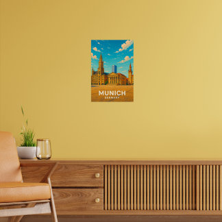 Vintage Munich Germany Travel Poster ポスター