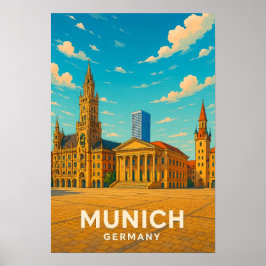 Vintage Munich Germany Travel Poster ポスター