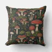 Vintage Mushroom Forest Botanical クッション (正面)
