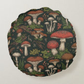 Vintage Mushroom Forest Botanical ラウンドクッション (裏面)