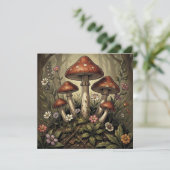 Vintage Mushroom Red Caps and Wildflowers Art (スタンド正面)