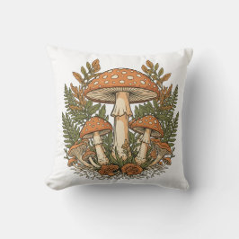 Vintage Mushroom Throw Pillow Cover, Botanical For クッション