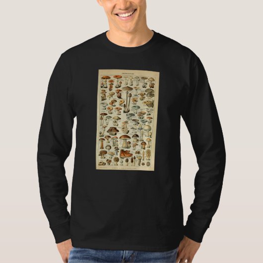Vintage Mushrooms Botanical Scientific Illustratio Tシャツ (正面)