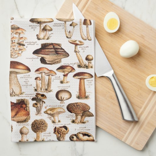 Vintage Mushrooms By Adolphe Millot キッチンタオル (四つ折り)