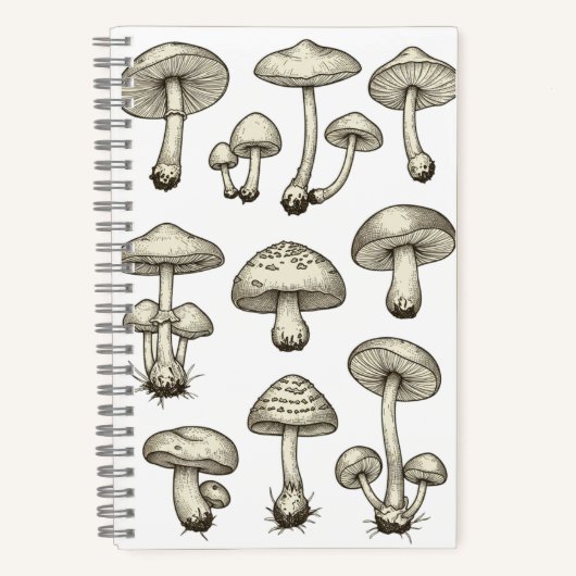 Vintage Mushrooms Notebook ノートブック (正面)