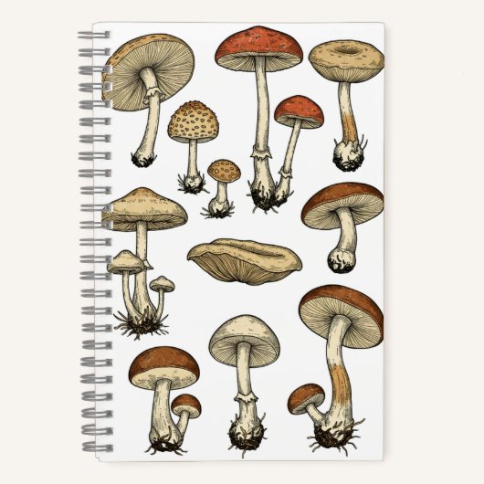 Vintage Mushrooms Notebook ノートブック (正面)